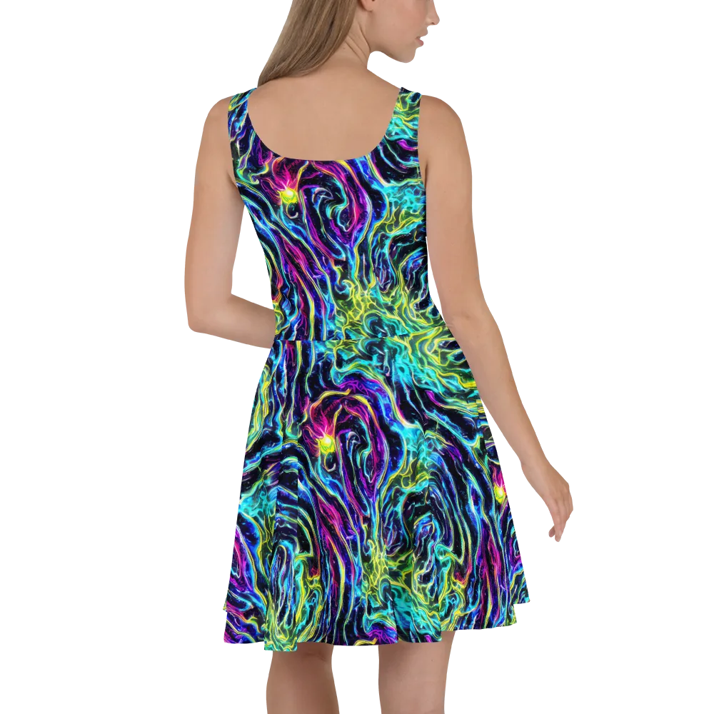Prismatic Wildfire on Skater Dress — Back