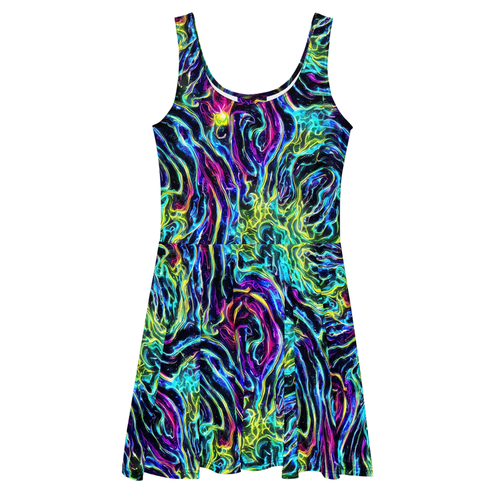 Prismatic Wildfire on Skater Dress — Front
