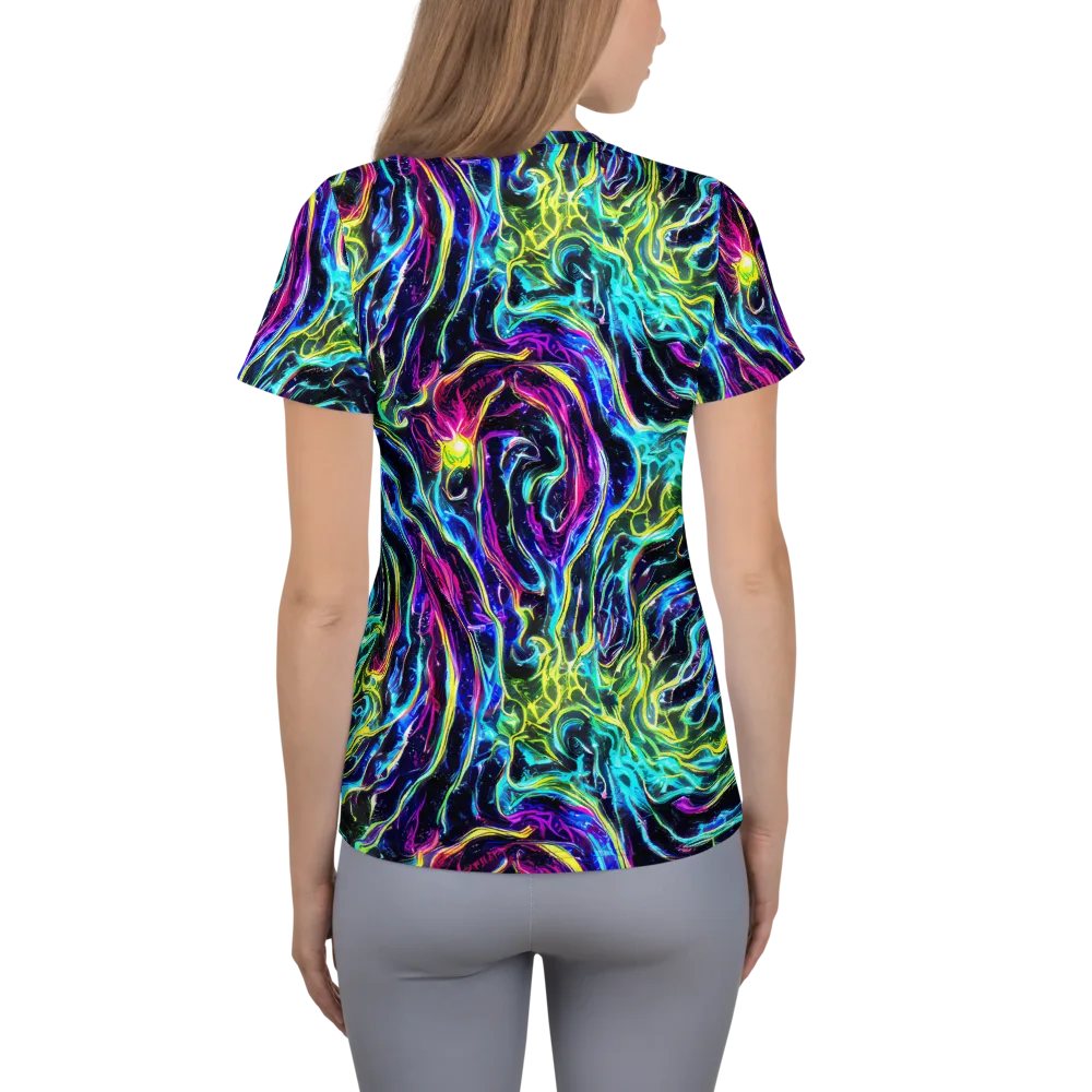 Prismatic Wildfire on Women's Athletic T-Shirt — Back