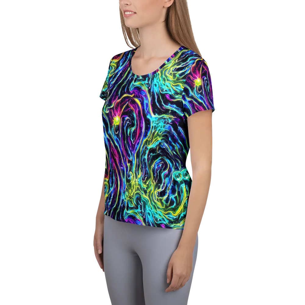 Prismatic Wildfire on Women's Athletic T-Shirt — Left