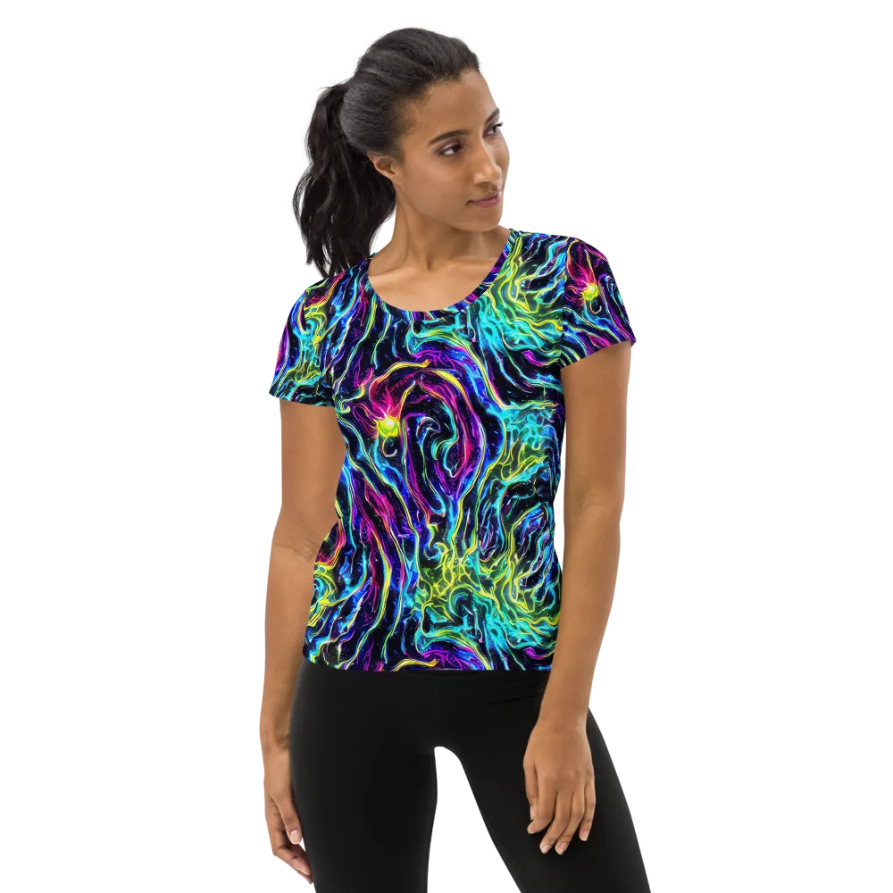 Prismatic Wildfire on Women's Athletic T-Shirt — Front