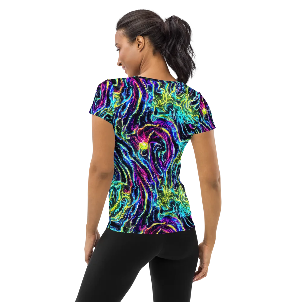 Prismatic Wildfire on Women's Athletic T-Shirt — Back