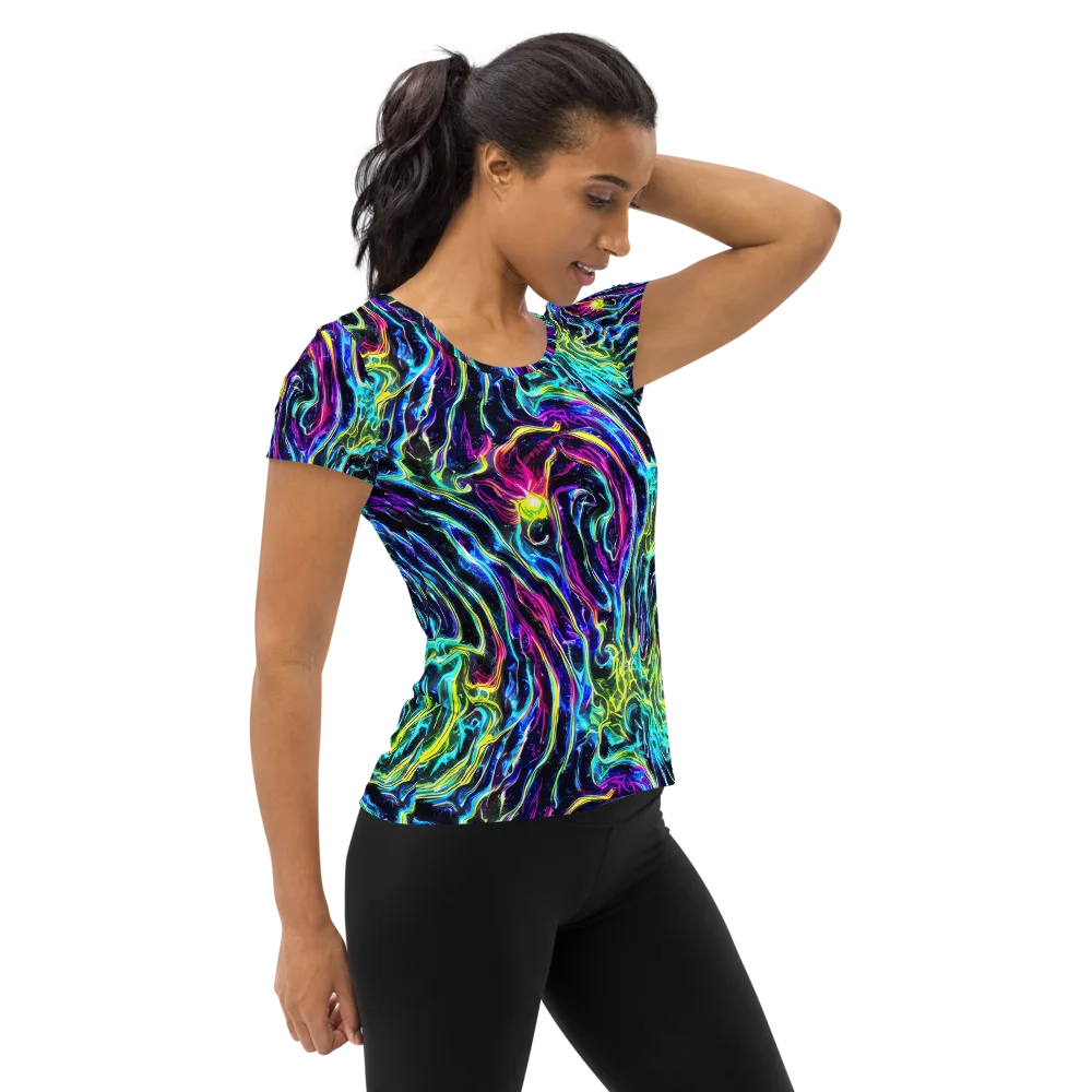Prismatic Wildfire on Women's Athletic T-Shirt — Right