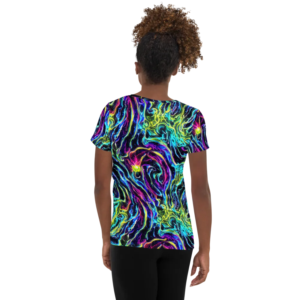 Prismatic Wildfire on Women's Athletic T-Shirt — Back