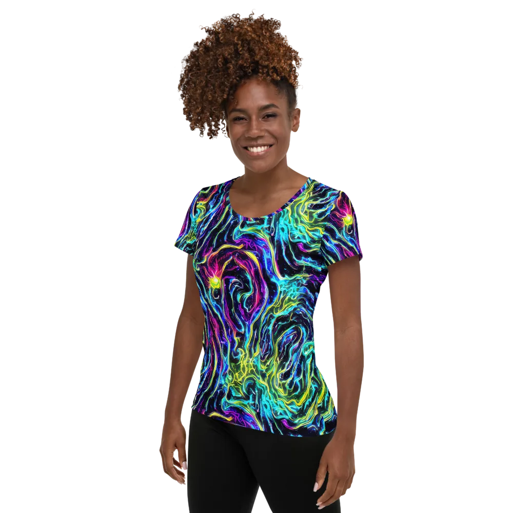 Prismatic Wildfire on Women's Athletic T-Shirt — Left