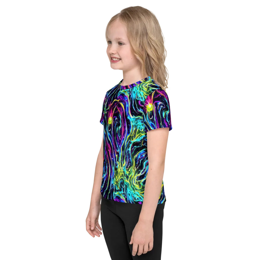 Prismatic Wildfire on Kids Crew Neck T-Shirt — Left