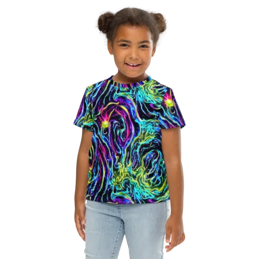 Prismatic Wildfire on a Kids Crew Neck T-Shirt