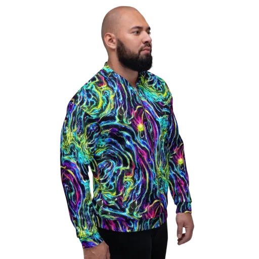 Prismatic Wildfire on a Bomber Jacket