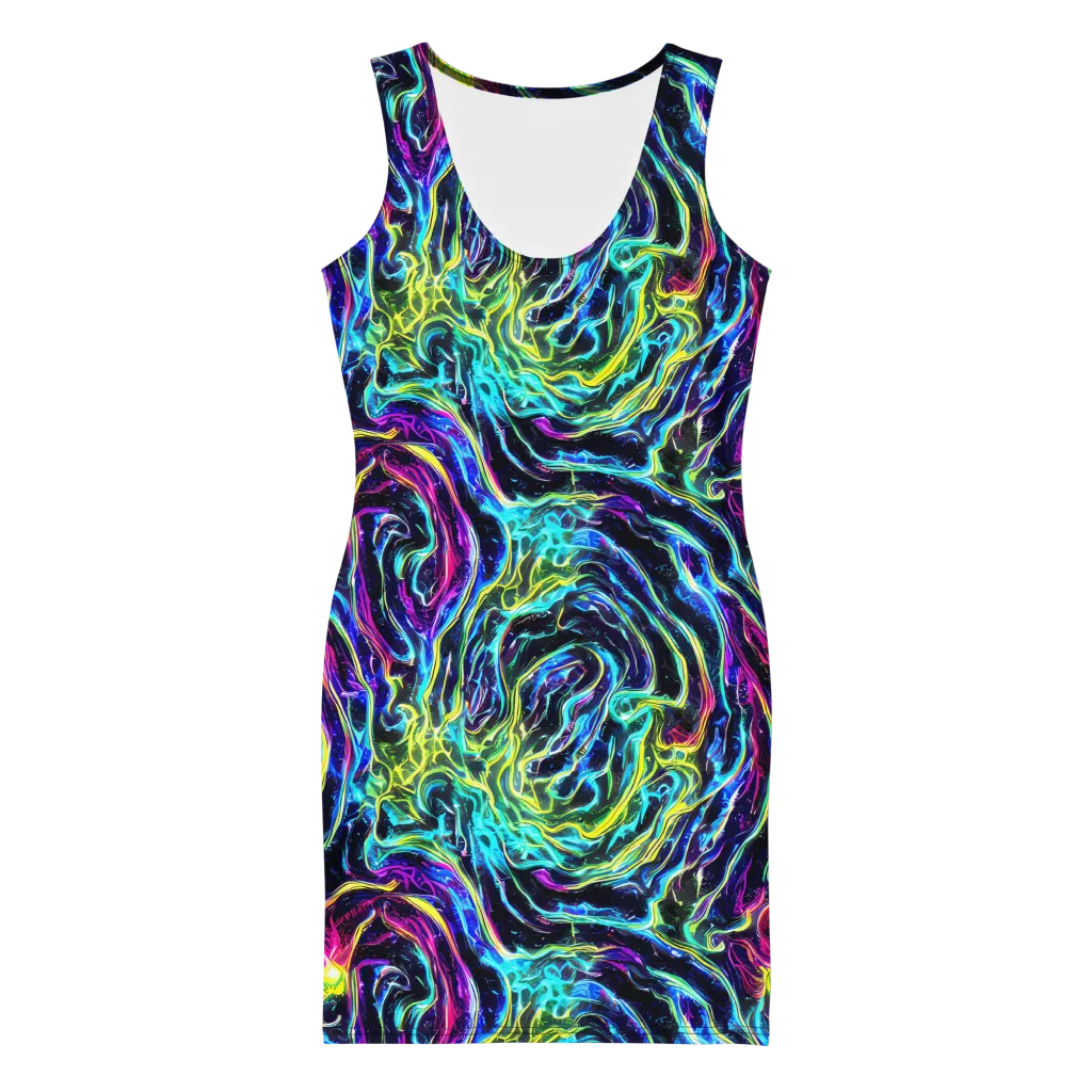 Prismatic Wildfire on Bodycon Dress — Front