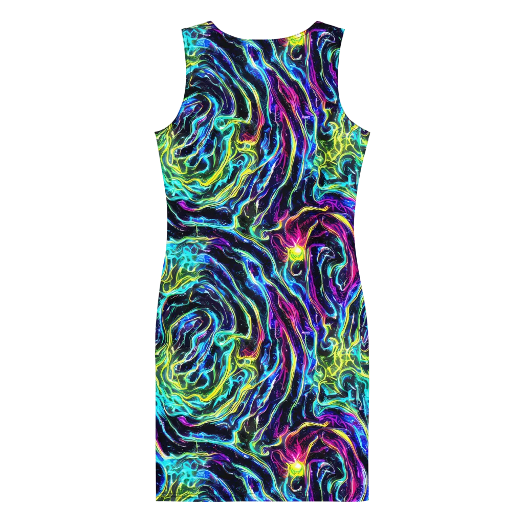Prismatic Wildfire on Bodycon Dress — Back