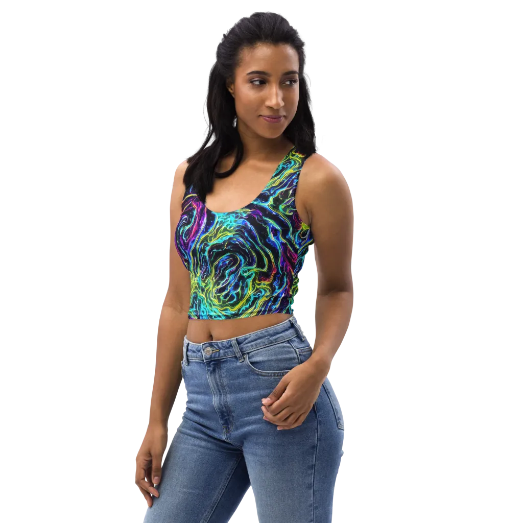 Prismatic Wildfire on Crop Top — Left Front