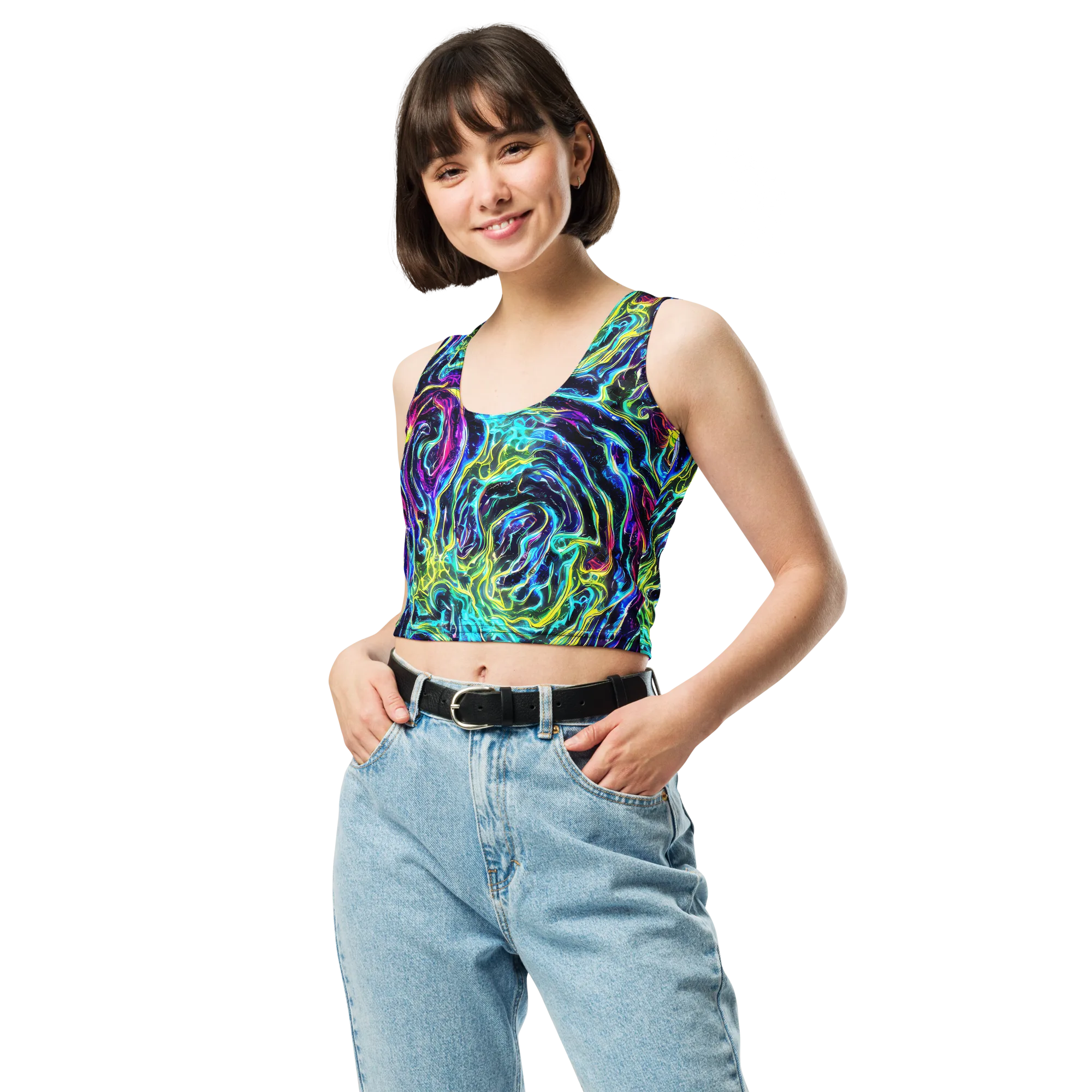 Prismatic Wildfire on Crop Top — Front