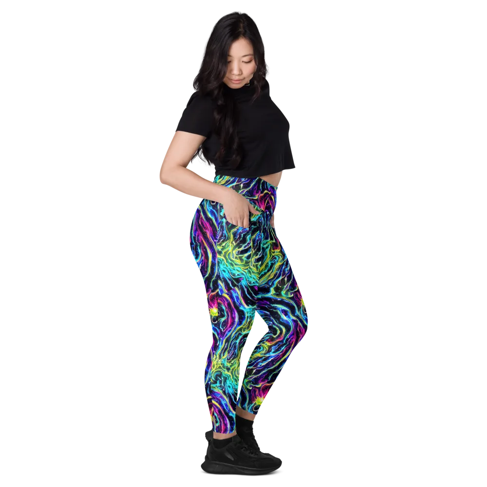 Prismatic Wildfire on Leggings with Pockets — Right