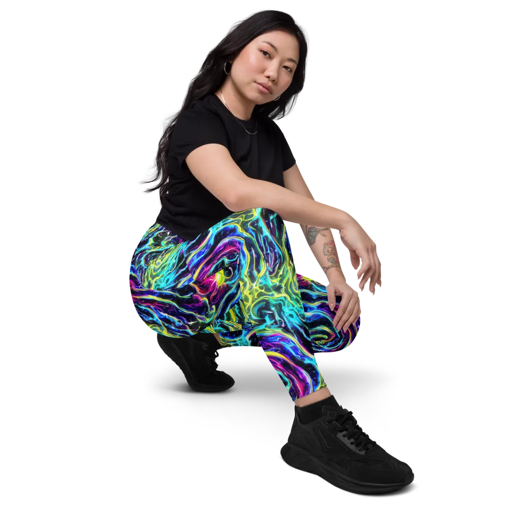 Prismatic Wildfire on Leggings with Pockets — Right Front