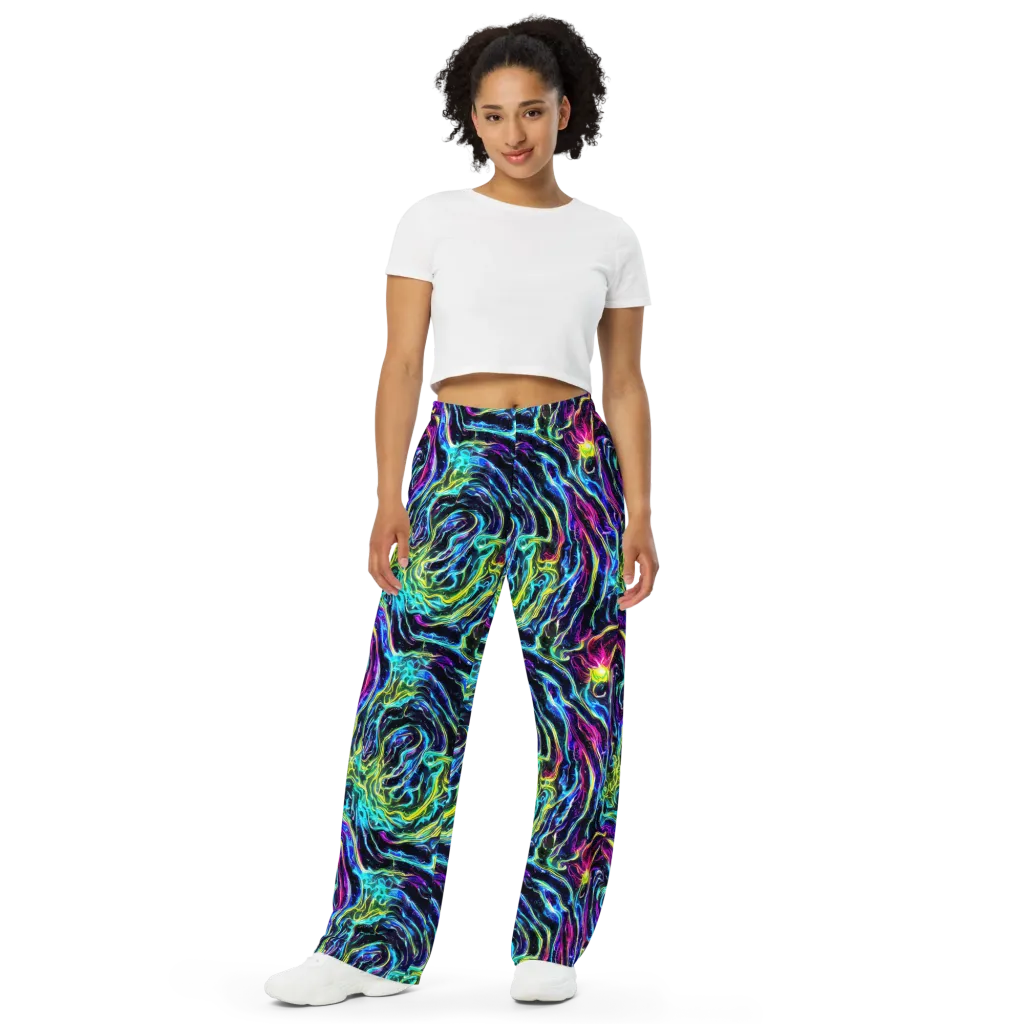 Prismatic Wildfire on Wide-Leg Pants — Front