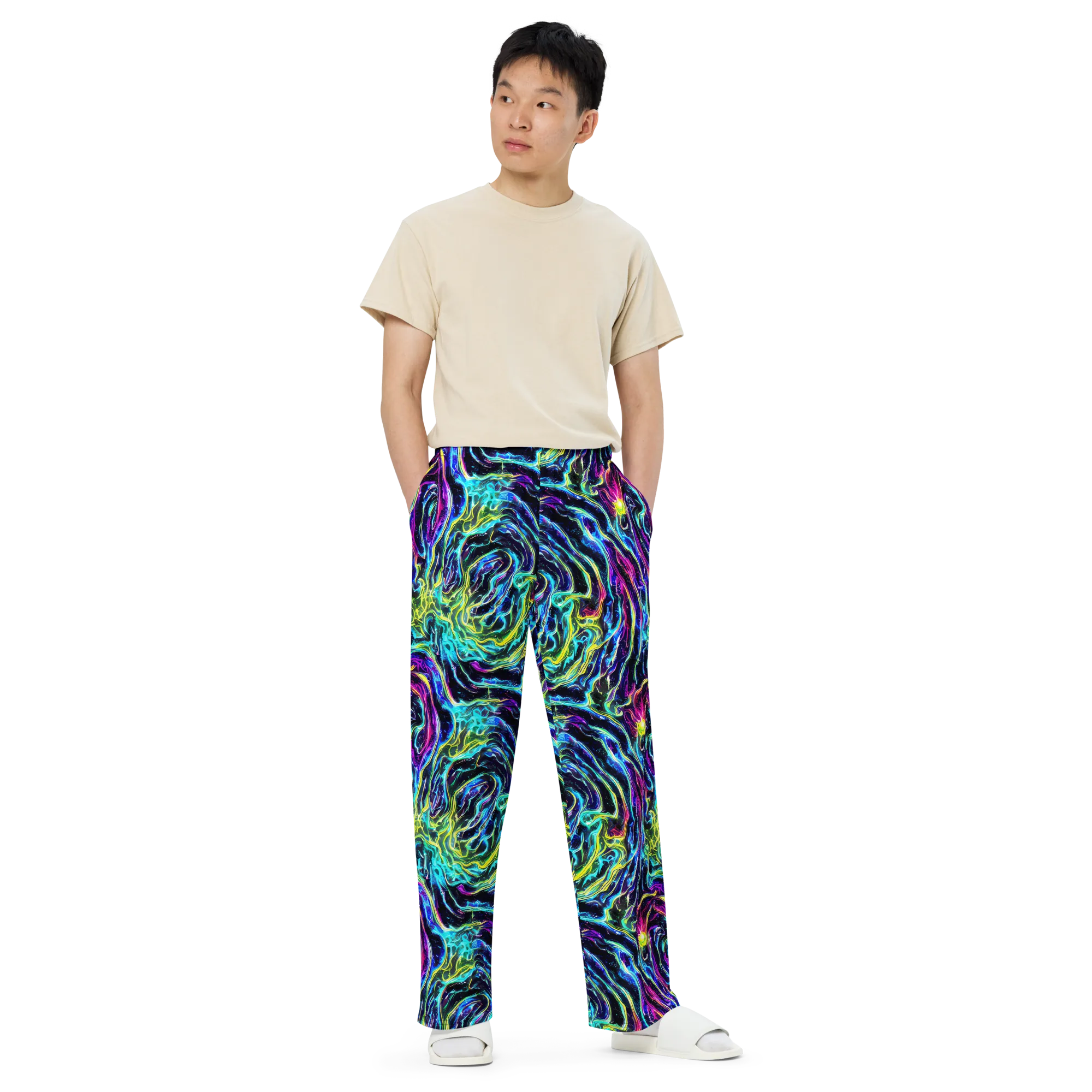 Prismatic Wildfire on Wide-Leg Pants — Front