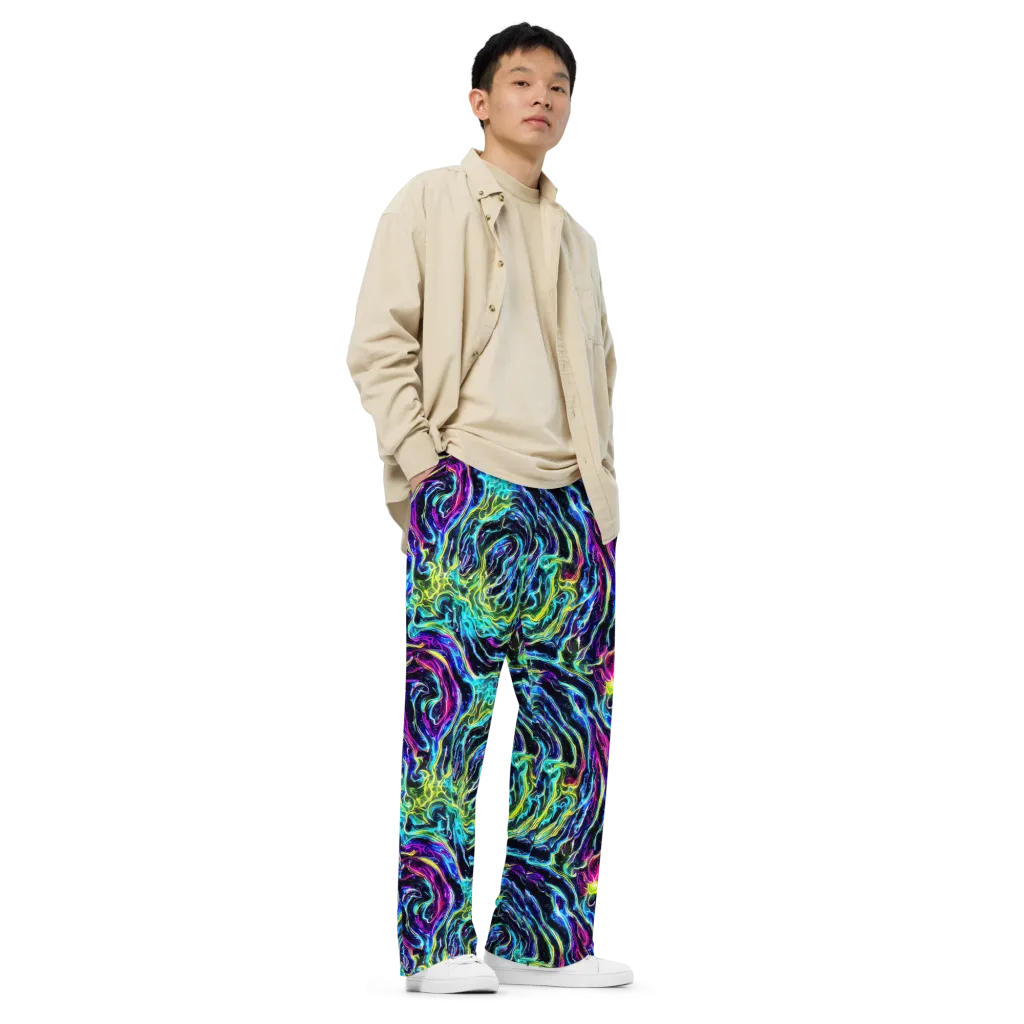Prismatic Wildfire on Wide-Leg Pants — Right Front