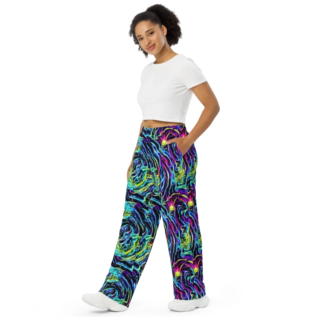 Prismatic Wildfire on Wide-Leg Pants — Left Front