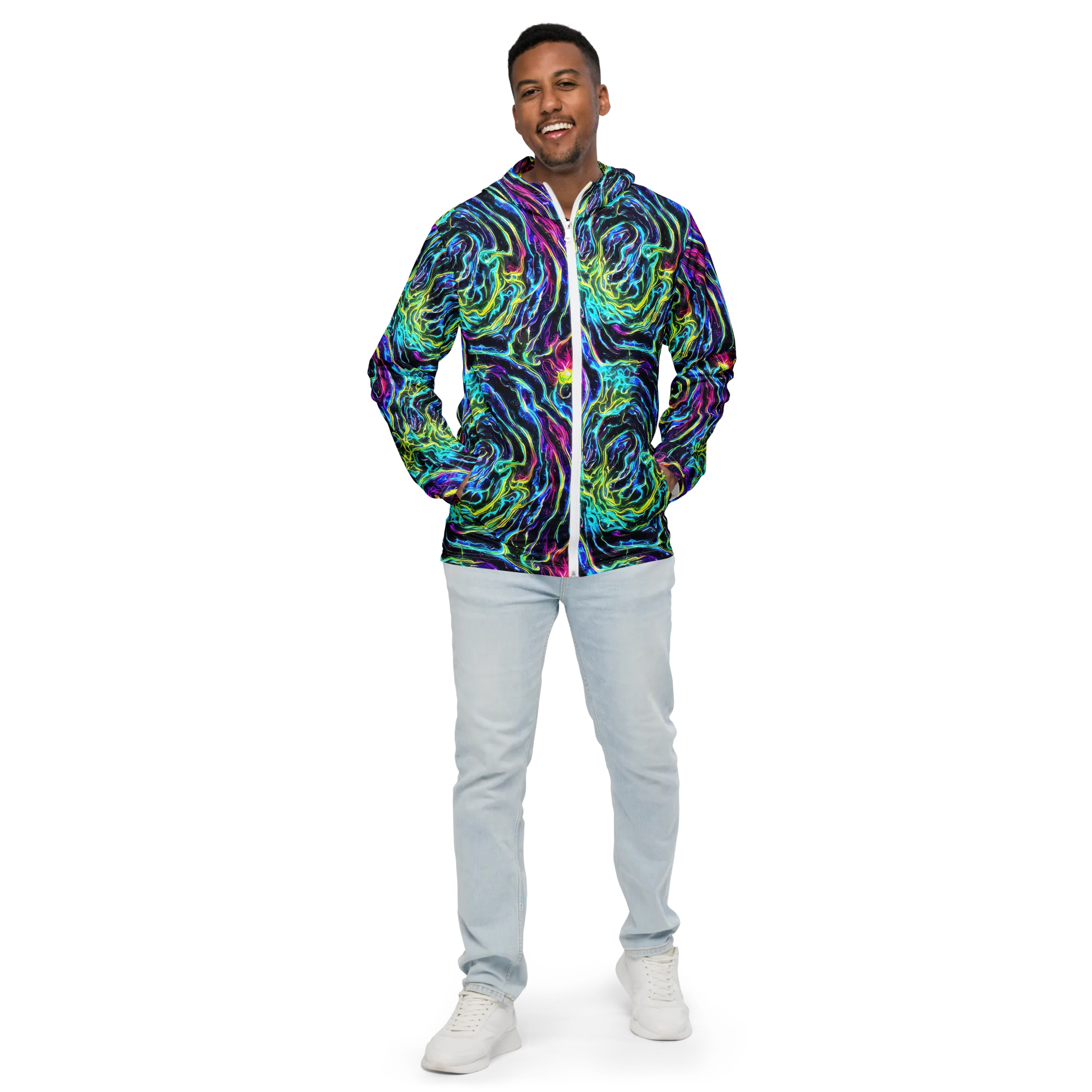 Prismatic Wildfire on Men's Windbreaker — Front