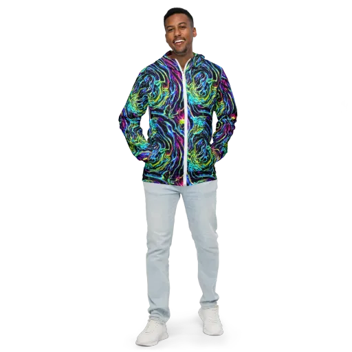 Prismatic Wildfire on a Men's Windbreaker