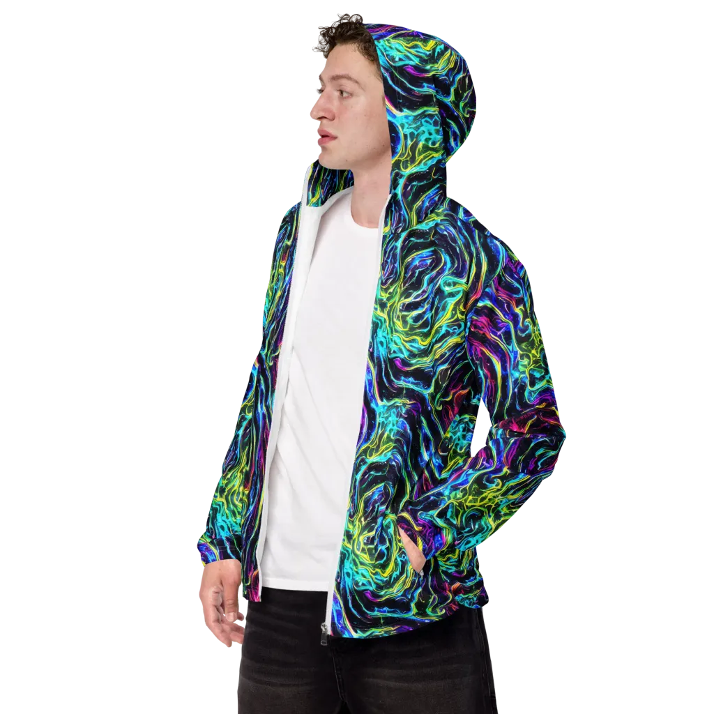 Prismatic Wildfire on Men's Windbreaker — Left Front