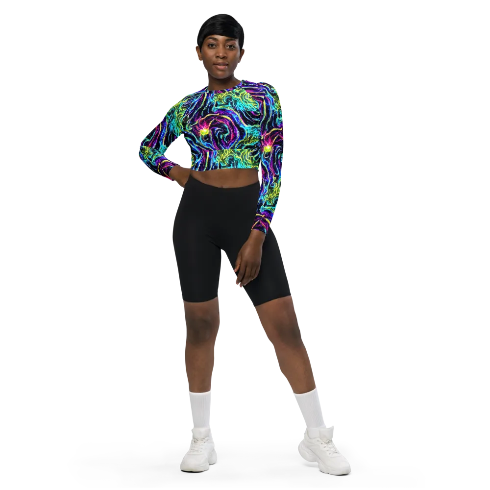 Prismatic Wildfire on Long Sleeve Crop Top — Front