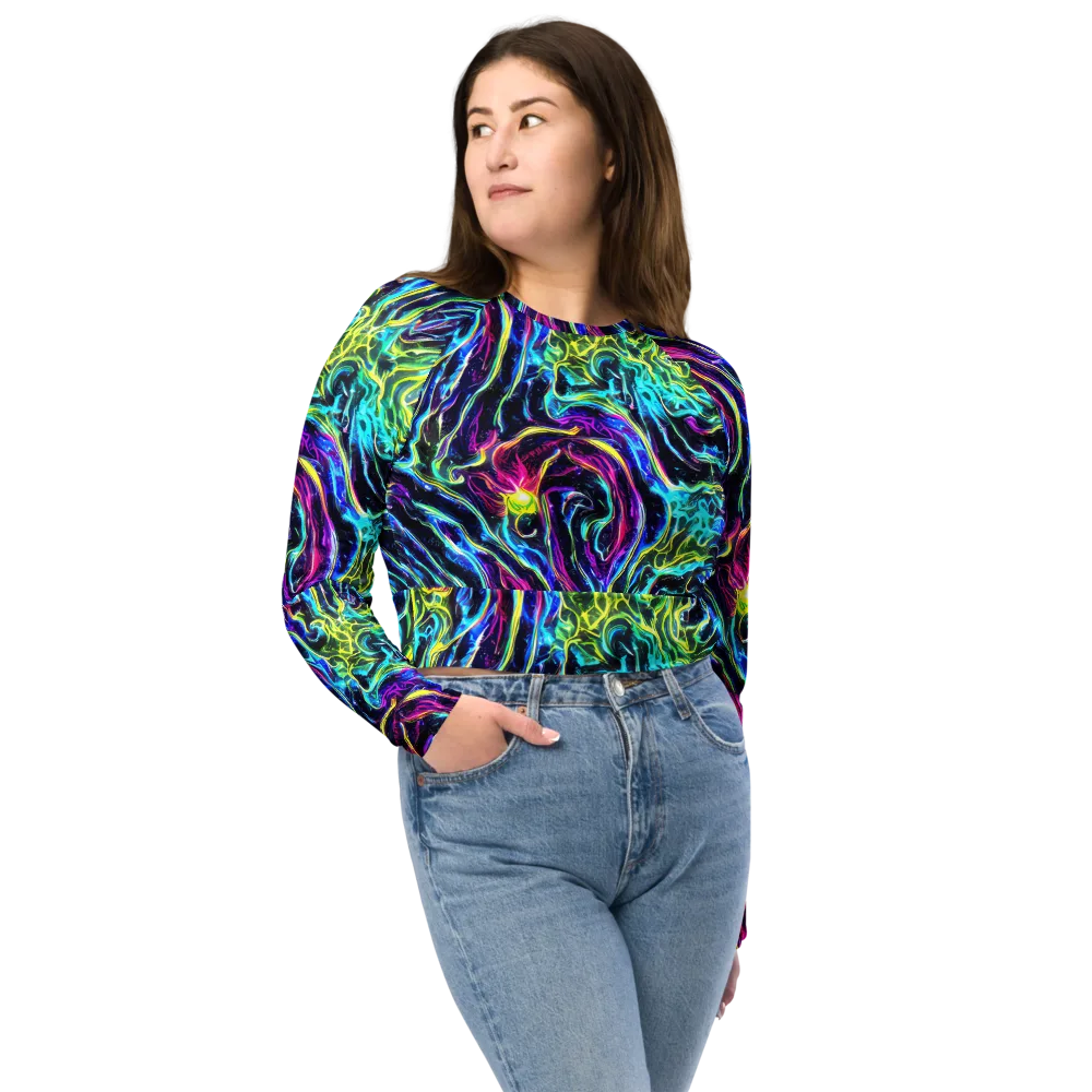 Prismatic Wildfire on Long Sleeve Crop Top — Front