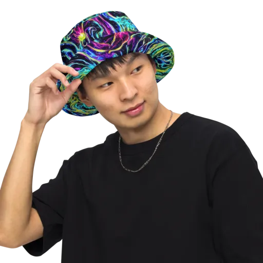 Prismatic Wildfire on a Reversible Bucket Hat