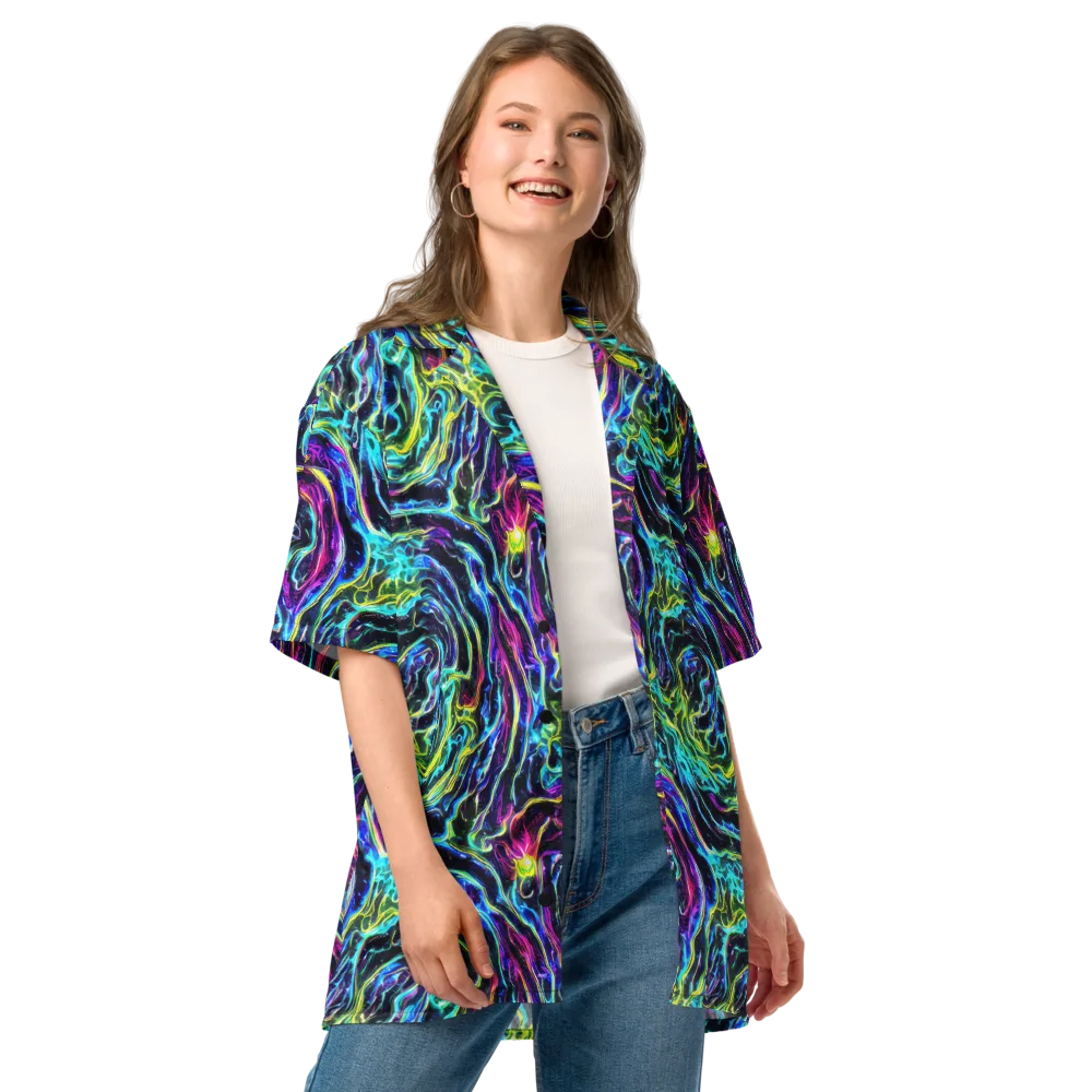 Prismatic Wildfire on Button Shirt — Front