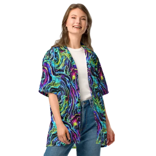 Prismatic Wildfire on a Button Shirt