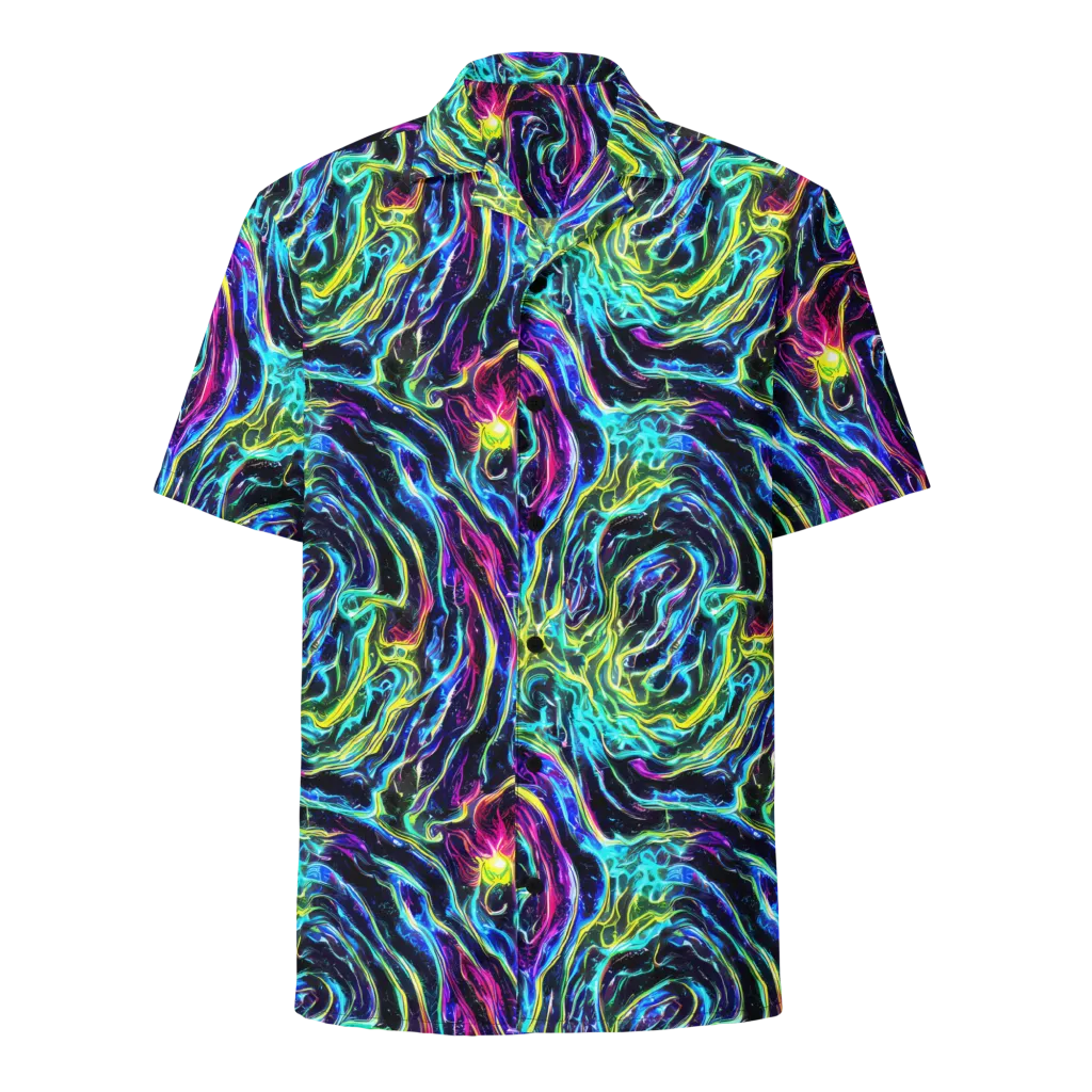Prismatic Wildfire on Button Shirt — Front