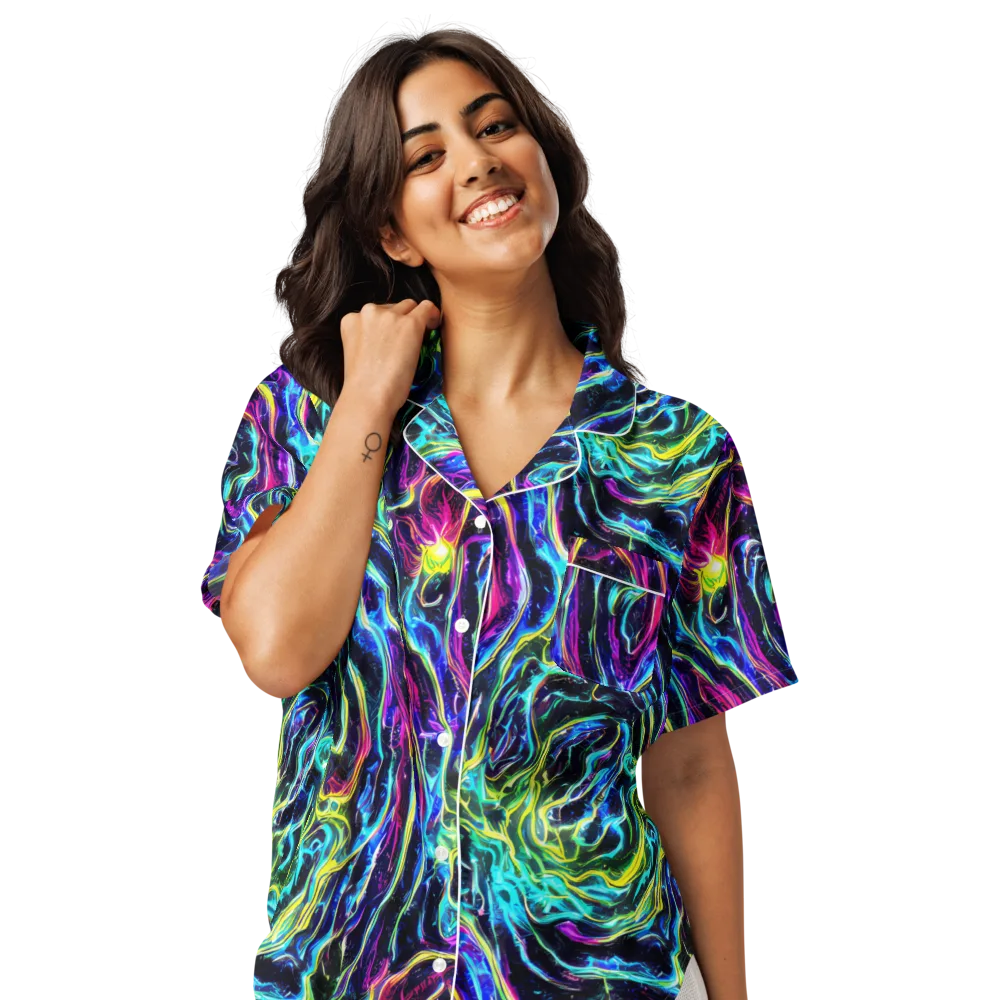 Prismatic Wildfire on Women's Short Sleeve Pajama Top — Front