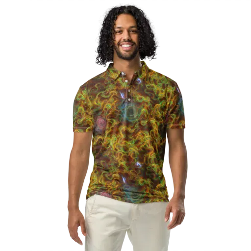 Molten Garden on a Men's Slim Fit Polo Shirt