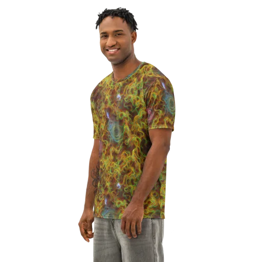 Molten Garden on a Men's Cotton Crew Neck T-Shirt
