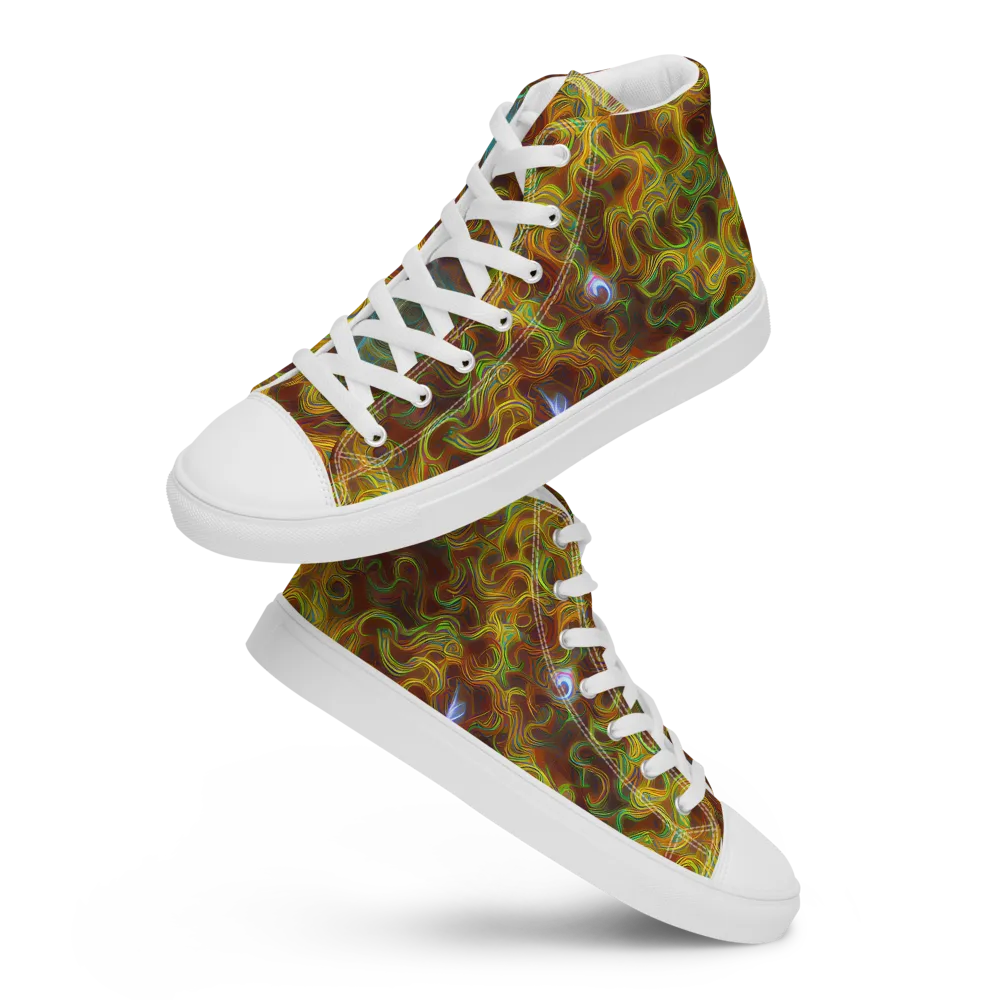 Molten Garden on Men's High Top Canvas Shoes — Front