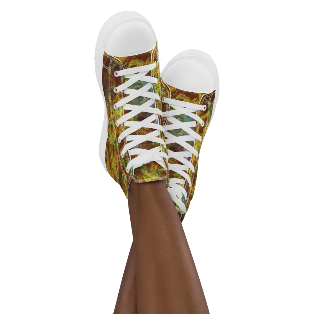 Molten Garden on Women's High Top Canvas Shoes — Front