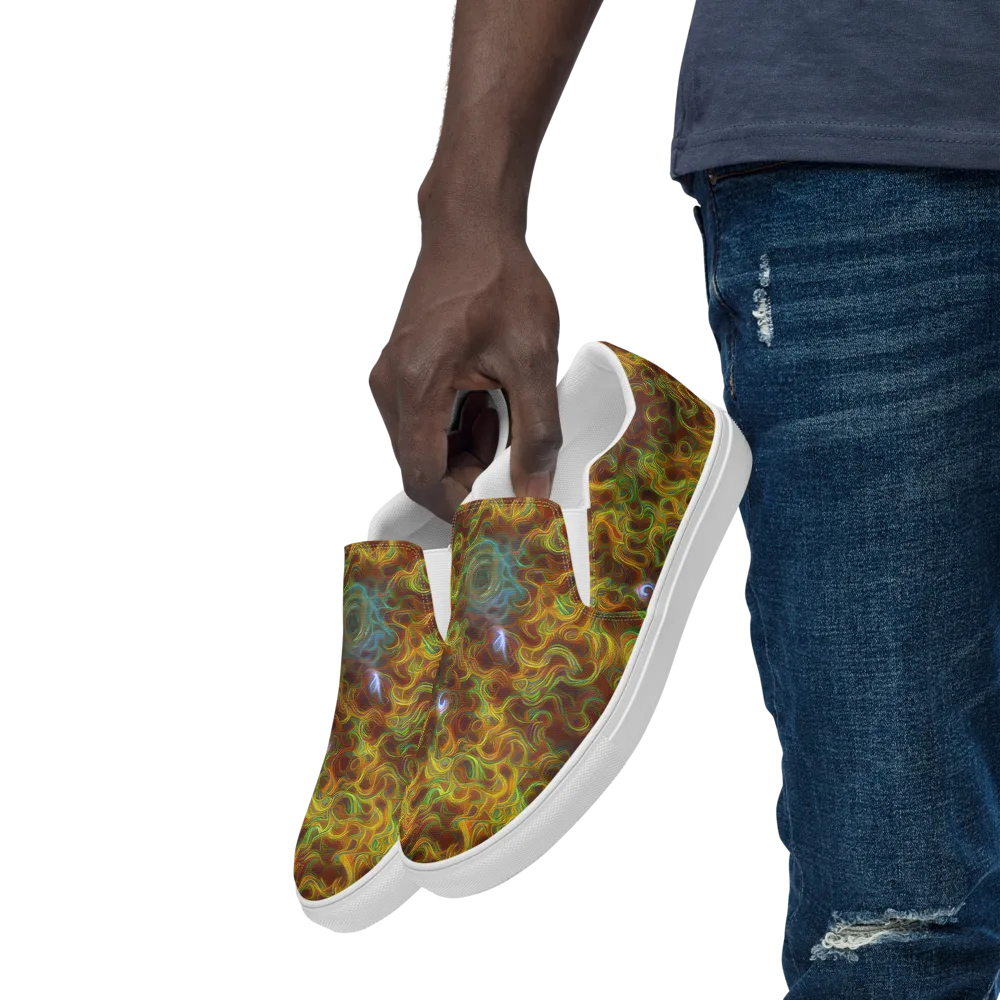 Molten Garden on Men's Slip-On Canvas Shoes — Left Front