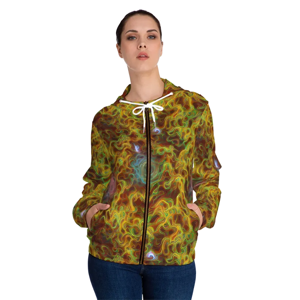 Molten Garden on Women's Full-Zip Hoodie — Front On Person