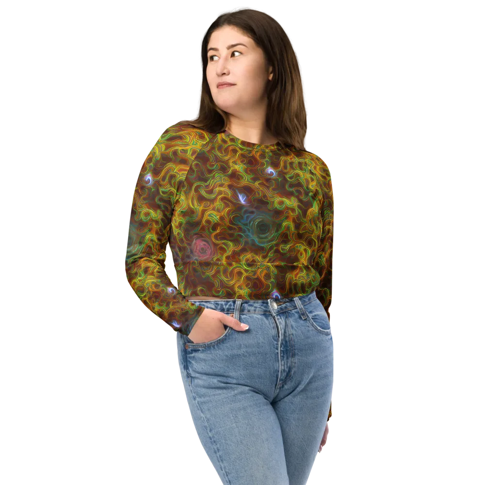 Molten Garden on Long Sleeve Crop Top — Front