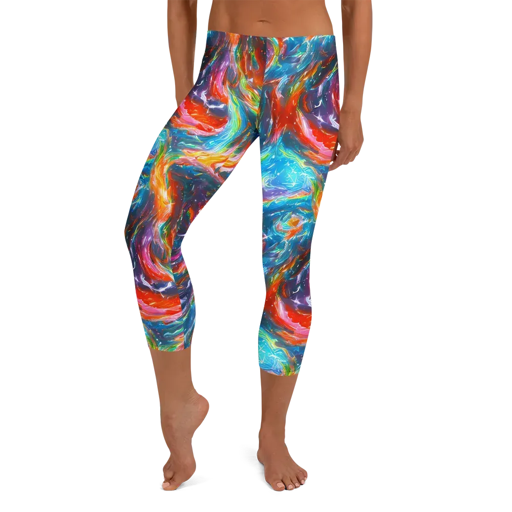 Chromatic Maelstrom on Capri Leggings — Front