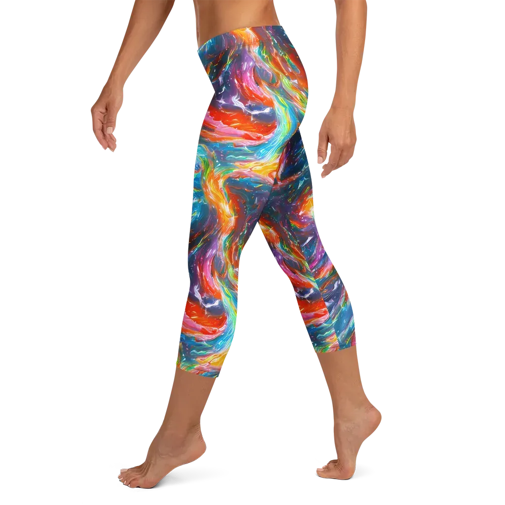 Chromatic Maelstrom on Capri Leggings — Left