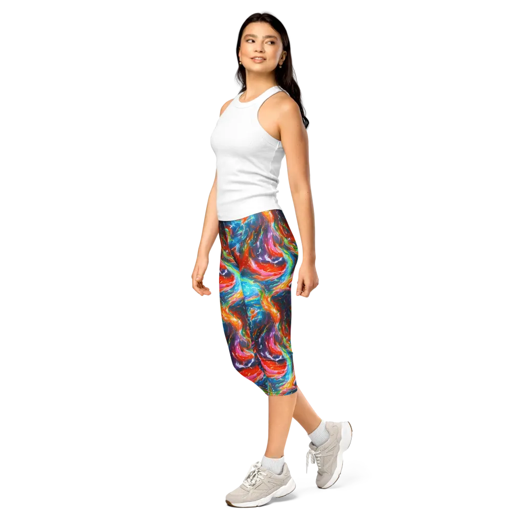 Chromatic Maelstrom on Capri Leggings — Left Front