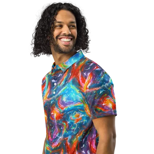 Chromatic Maelstrom on a Men's Slim Fit Polo Shirt
