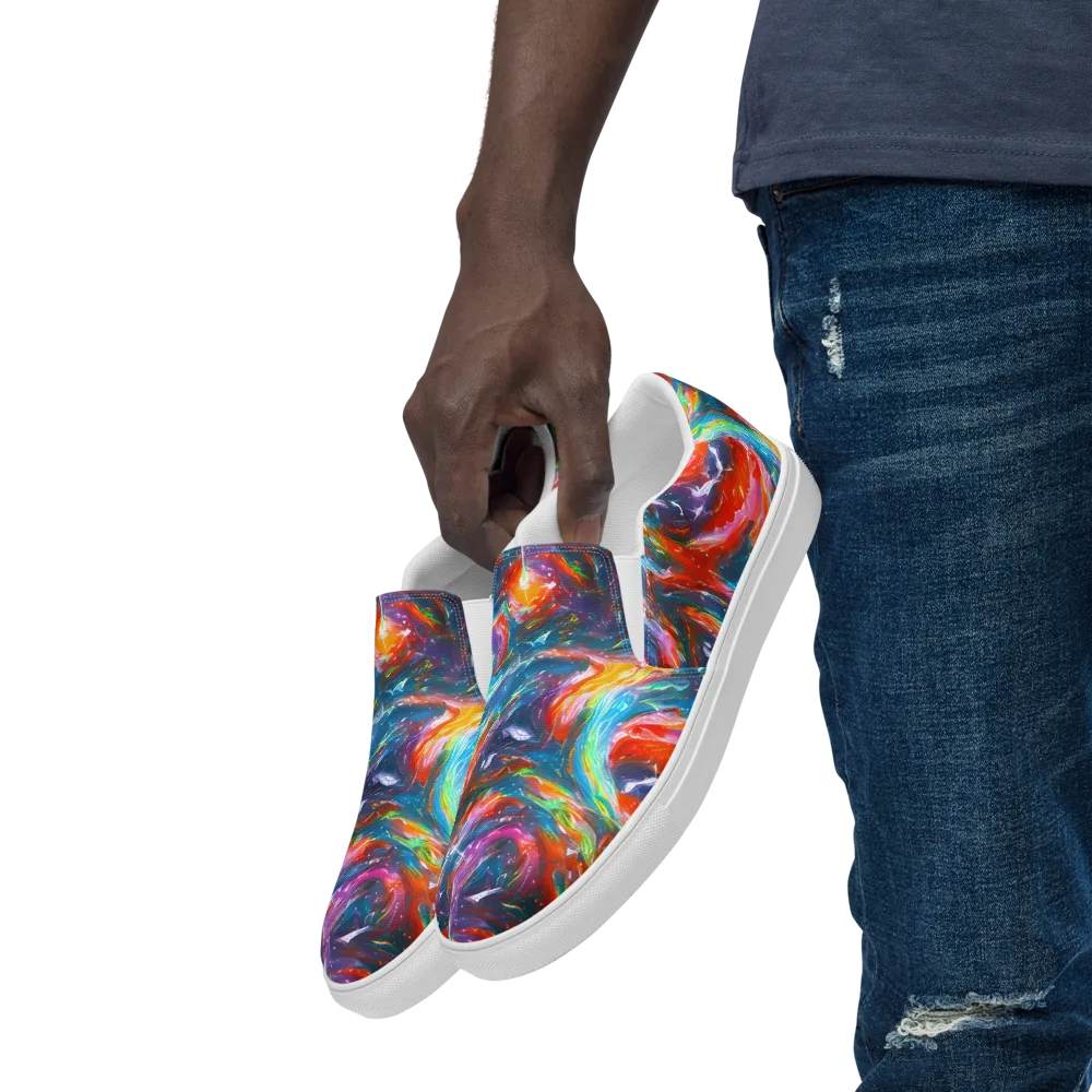 Chromatic Maelstrom on Men's Slip-On Canvas Shoes — Left Front