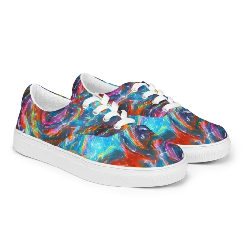 Chromatic Maelstrom on a Men's Lace-Up Canvas Shoes