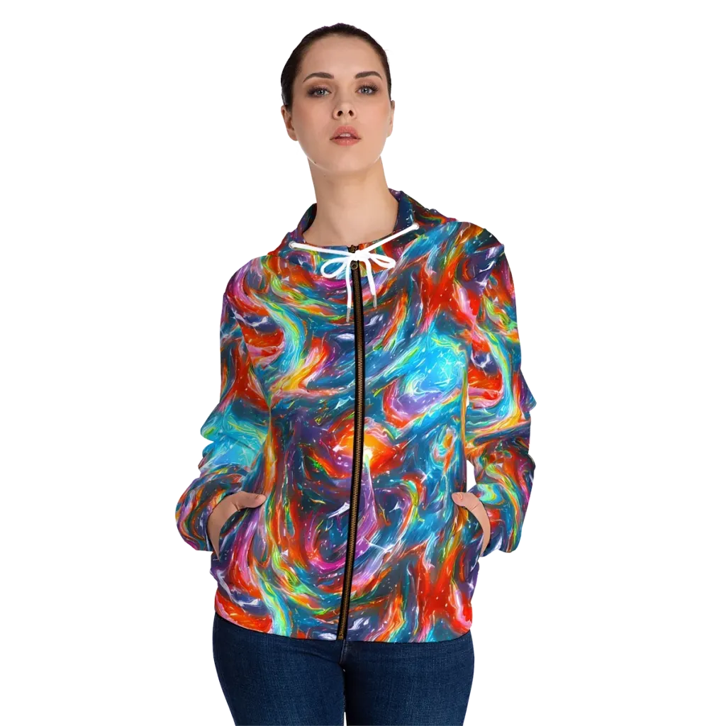 Chromatic Maelstrom on Women's Full-Zip Hoodie — Front On Person