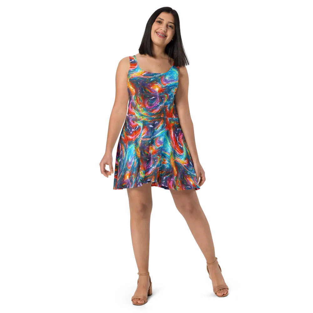 Chromatic Maelstrom on Skater Dress — Front