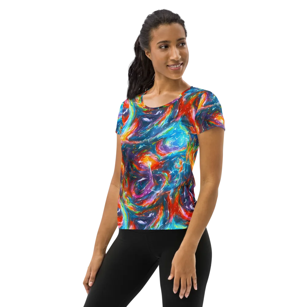 Chromatic Maelstrom on Women's Athletic T-Shirt — Left