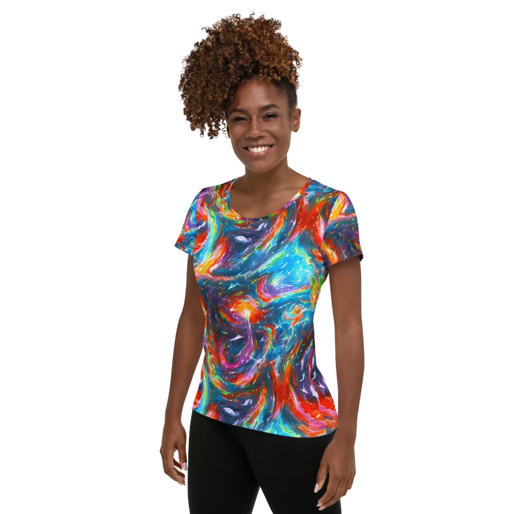Chromatic Maelstrom on Women's Athletic T-Shirt — Left