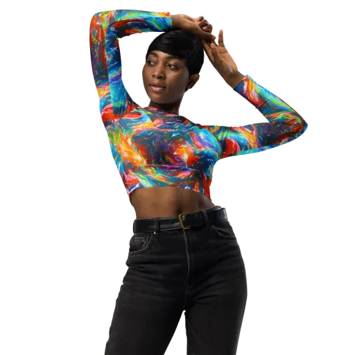 Chromatic Maelstrom on a Long Sleeve Crop Top